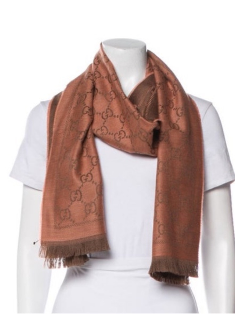 Gucci Orange and Brown GG Monogram Scarf - Picture 3 of 3